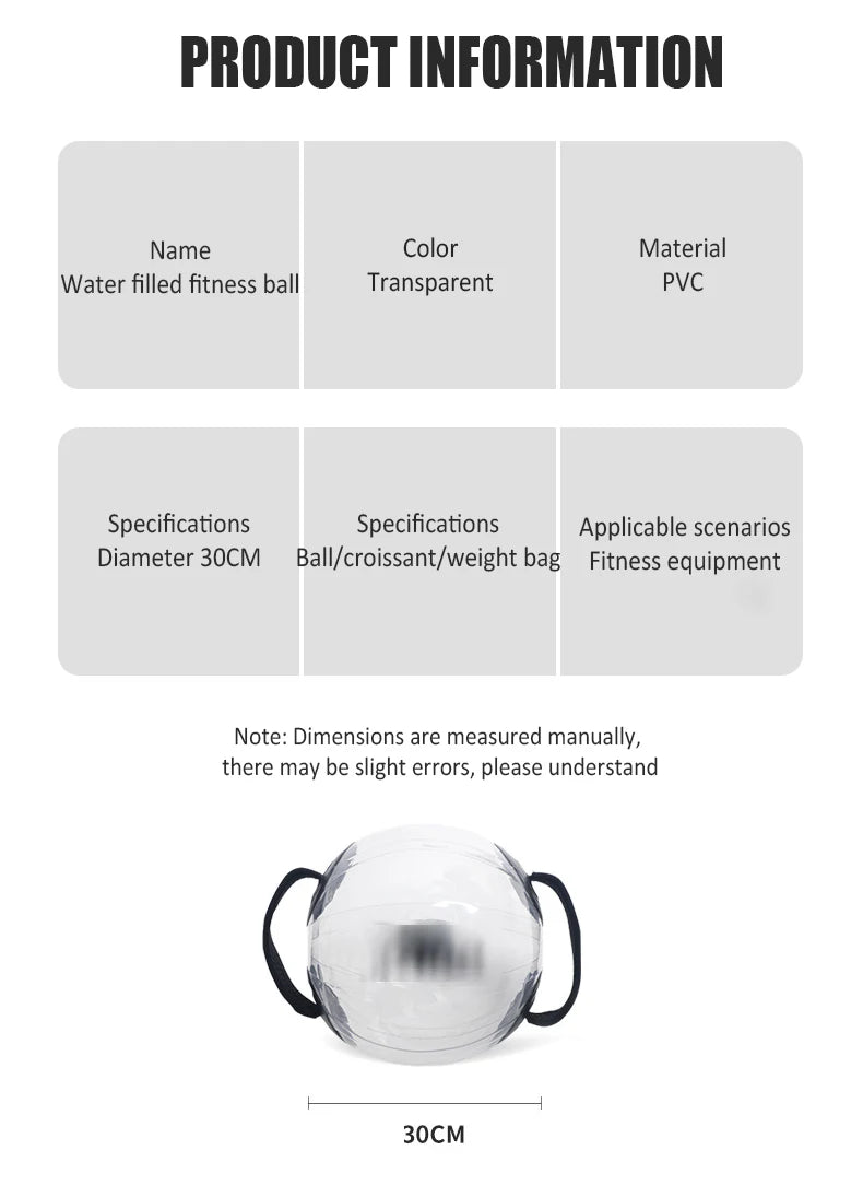 Water Filled Exercise Ball Fitness Aqua Ball Weightlifting Hydration Bag Kettle Dumbbells Home Gym Equipment Strength Training