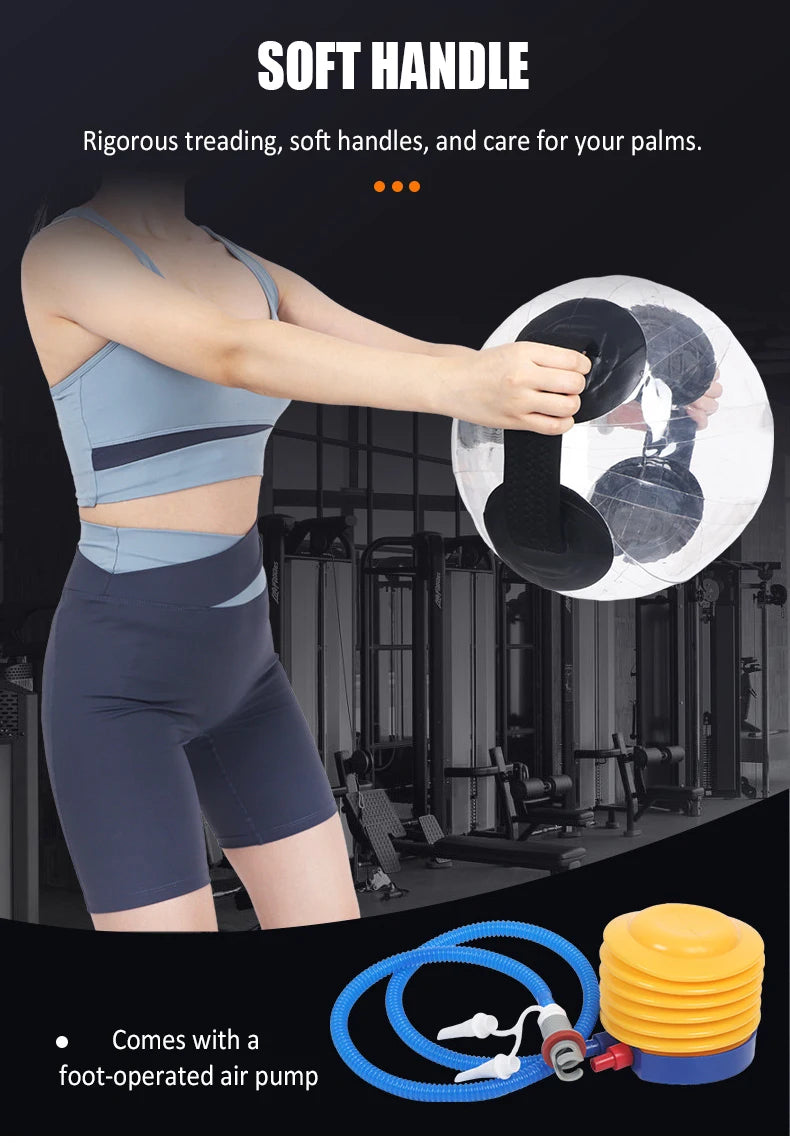 Water Filled Exercise Ball Fitness Aqua Ball Weightlifting Hydration Bag Kettle Dumbbells Home Gym Equipment Strength Training