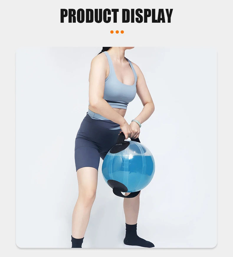Water Filled Exercise Ball Fitness Aqua Ball Weightlifting Hydration Bag Kettle Dumbbells Home Gym Equipment Strength Training