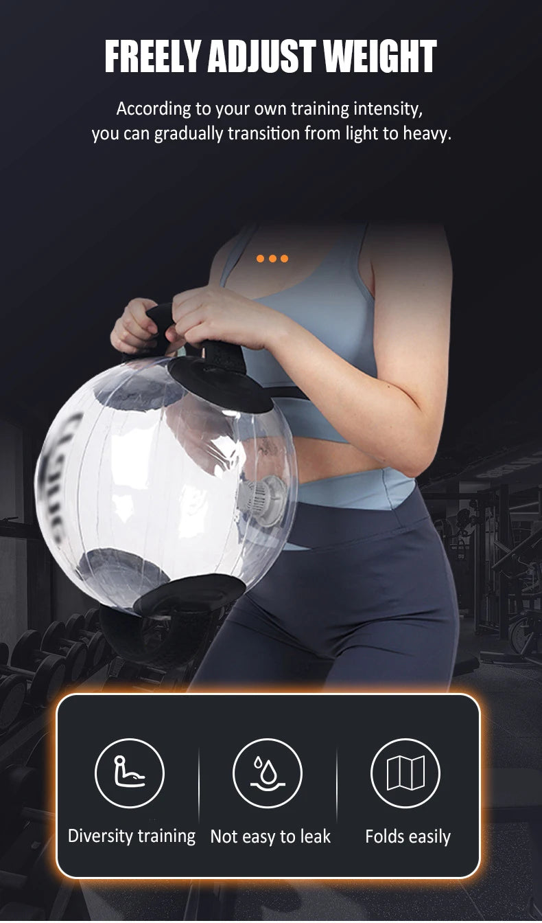 Water Filled Exercise Ball Fitness Aqua Ball Weightlifting Hydration Bag Kettle Dumbbells Home Gym Equipment Strength Training